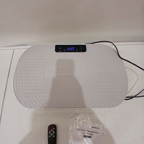 FEIERDUN VIBRATION PLATE EXERCISE MACHINE WITH LOOP BANDS AND REMOTE CONTROL - 330LB MAX - WHITE / GREY (MODEL: FEDVP-LA) image 3
