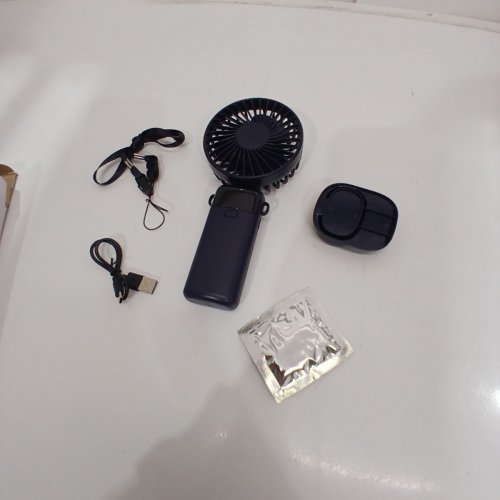 RECHARGEABLE PORTABLE FOLDING HANDHELD FAN WITH LED DISPLAY - 5000MAH - NAVY BLUE (MODEL: S1) image 2