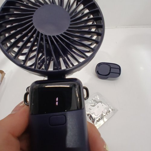 RECHARGEABLE PORTABLE FOLDING HANDHELD FAN WITH LED DISPLAY - 5000MAH - NAVY BLUE (MODEL: S1) image 3