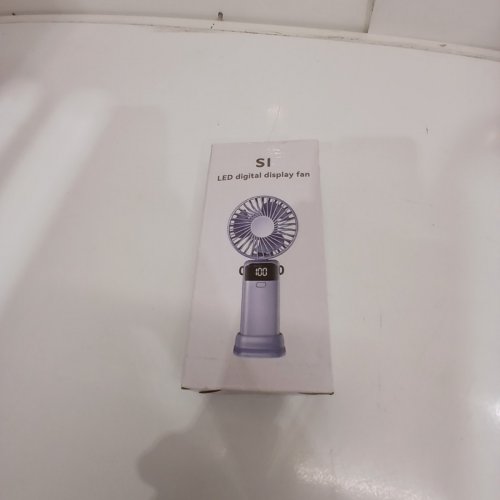 RECHARGEABLE PORTABLE FOLDING HANDHELD FAN WITH LED DISPLAY - 5000MAH - NAVY BLUE (MODEL: S1) image 4