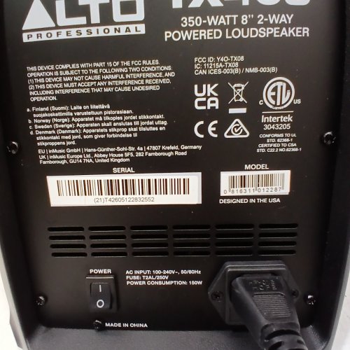 ALTO 350W 8" POWERED PA SPEAKER WITH BLUETOOTH, 2-CHANNEL MIXER & LINE LEVEL FOR MOBILE DJS AND MUSICIANS - BLACK (MODEL: TX408) image 8