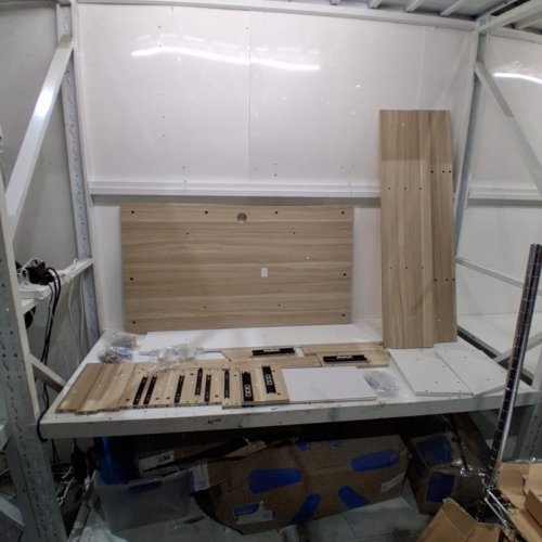 CUBICUBI ONE-PICE DESKTOP WITH 3 WOOD DRAWERS AND MONITOR SHELF - 48" X 26" - PALE WALNUT image 8