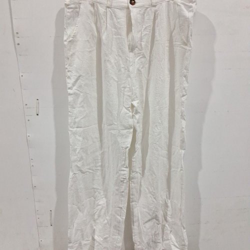 BUTTON UP LINEN PANTS - EXTRA LARGE - WHITE image 2
