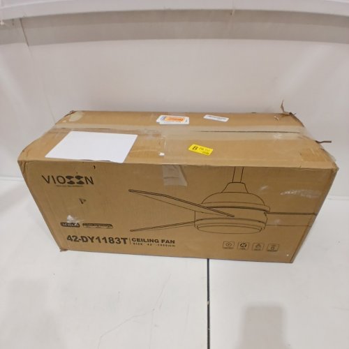 VIOSSN CORDLESS NOISELESS REVERSIBLE DIMMABLE LOW PROFILE CEILING FAN WITH LIGHTS & REMOTE - 42" - BLACK (MODEL:‎ 42-DY1183) image 7