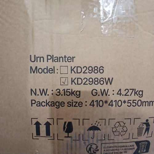 2PK INDOOR AND OUTDOOR PLASTIC URN PLANTER - 9.8" X 16.5" - WHITE (MODEL: KDKD2986W) image 2