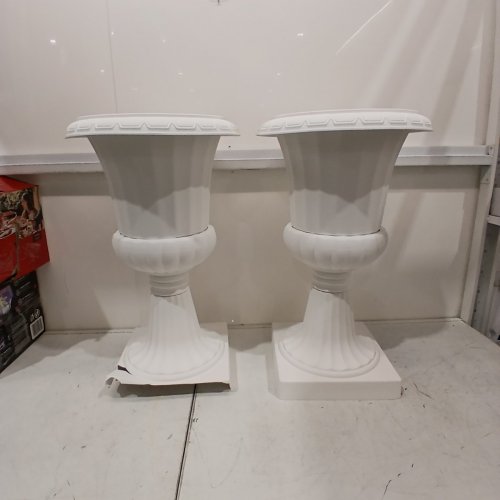 2PK INDOOR AND OUTDOOR PLASTIC URN PLANTER - 9.8" X 16.5" - WHITE (MODEL: KDKD2986W) image 3