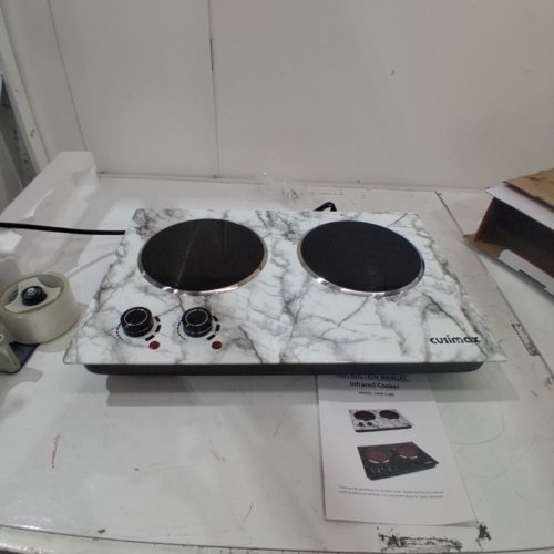 CUSIMAX - PORTABLE STAINLESS STEEL INFRARED CERAMIC ELECTRIC HOT PLATE FOR COOKING - 20.8" X 15.5" X 4.1" - WHITE MARBLE - (MODEL: CMIP-C180) image 3