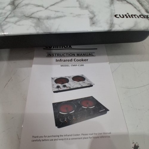 CUSIMAX - PORTABLE STAINLESS STEEL INFRARED CERAMIC ELECTRIC HOT PLATE FOR COOKING - 20.8" X 15.5" X 4.1" - WHITE MARBLE - (MODEL: CMIP-C180) image 4