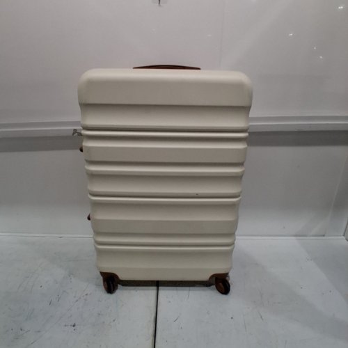 4PC LONG VACATION HARDSIDE SPINNER LUGGAGE SET WITH TSA APPROVED LOCKS- 28", 24", 20", TRAVEL BACKPACK - WHITE/BROWN image 8