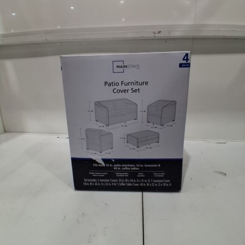 4PC MAINSTAYS PATIO FURNITURE COVER SET WITH BUCKLE CLOSURES - 33"X54" - BLACK (MODEL: 50925539) image 2