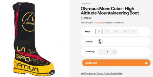 UNISEX LA SPORTIVA OLYMPUS MONS CUBE HIGH ALTITUDE MOUNTAINEERING BOOT - MENS: 11 WOMENS: 12 - YELLOW / BLACK (MODEL: 21F100999) image 2
