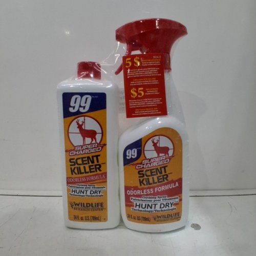 2PC WILDLIFE RESEARCH CENTER SUPER CHARGED HUNT DRY SCENT KILLER SPRAY AND REFILL - 48 OZ TOTAL image 2