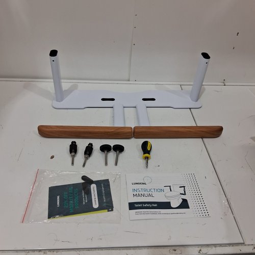 LUNDERG TOILET SAFETY HANDRAILS WITH NO LEGS - OSFM - WHITE/WOOD (MODEL:LUN-TOILETRAIL-NOLEGS) image 2