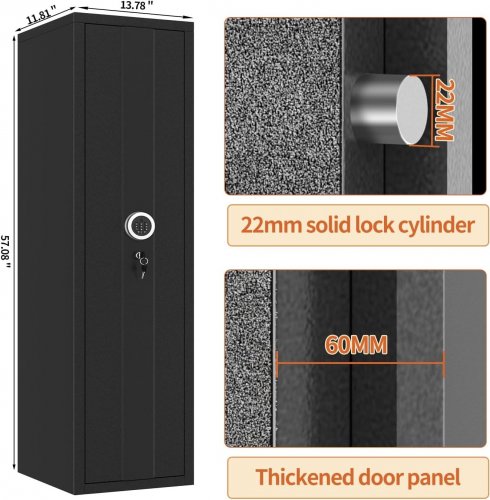 KEDABUBU HEAVY DUTY STEEL LONG GUN SAFE WITH DIGITAL LOCK AND KEY, HOLDS 6-10 GUNS - 57" X 14" X 12" - BLACK - (MODEL: KD-GS-01) image 2