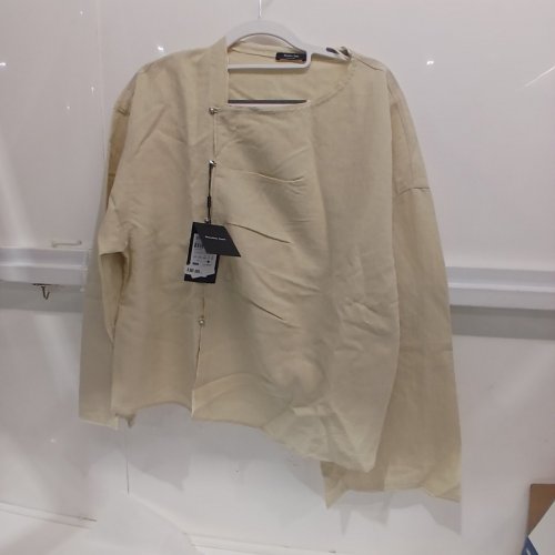 WOMEN'S MASSIMO DUTTI LONG SLEEVE SIDE BUTTONED SHIRT/TOP - LARGE - IVORY (STYLE: 5181/780/717) image 2
