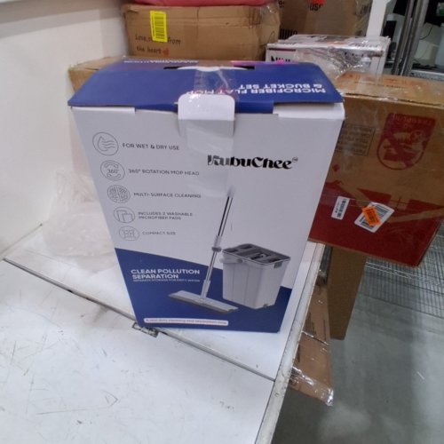 KUBUCHEE SEPARATION MOP BUCKET SET WITH STAINLESS STEEL ROD AND ULTRA-FINE FIBER CLOTH- GREY/WHITE (MODEL: 0862) image 5