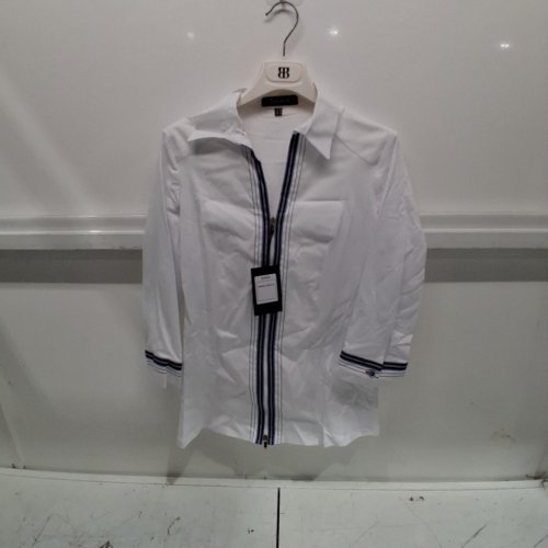 WOMEN'S BARILOCHE ZIP-UP SHIRT - SMALL/MEDIUM - 38 - WHITE / BLUE STRIPES (STYLE: DUNYA) image 2