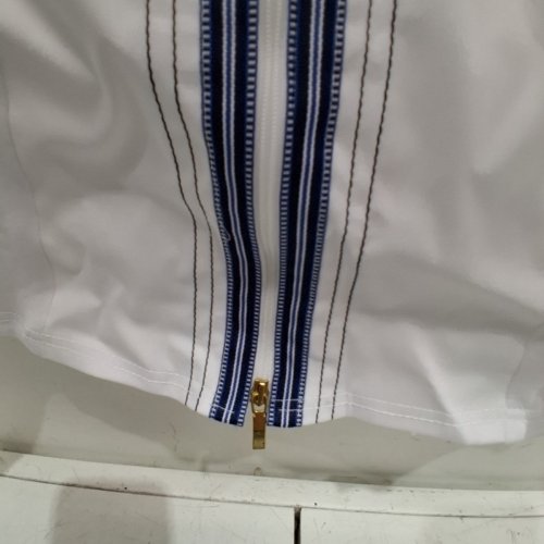 WOMEN'S BARILOCHE ZIP-UP SHIRT - SMALL/MEDIUM - 38 - WHITE / BLUE STRIPES (STYLE: DUNYA) image 4