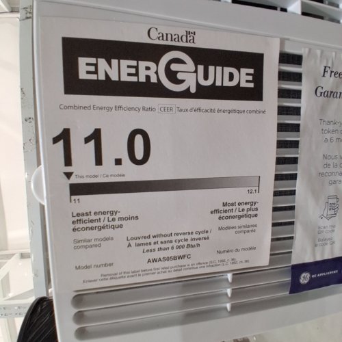 GE APPLIANCES MECHANICAL ROOM AIR CONDITIONER FOR SMALL ROOMS - 5000BTU - 150SQ. FT. (MODEL: AWAS05BWFC) image 3