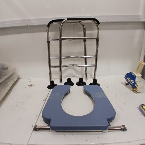 PORTABLE COMMODE CHAIR FOR SENIORS - 300 LBS - BLUE/SILVER image 3