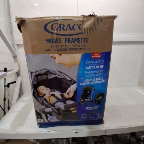 GRACO MODES PRAMETTE 3-IN-1 TRAVEL SYSTEM WITH SNUGRIDE SNUGLOCK 35 INFANT CAR SEAT CARRIER STROLLER - 35LB MAX - BLACK (MODEL: 2112258) image 6