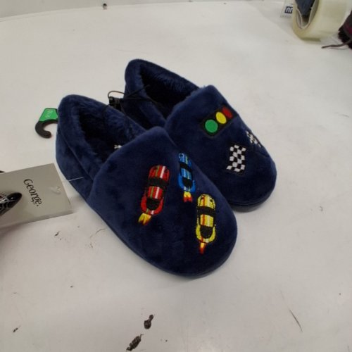 BOYS GEORGE RACING CAR SLIPPERS - 9-10 - NAVY image 3