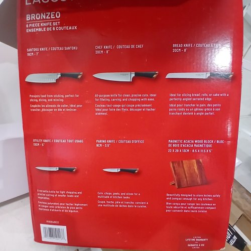 6PC LAGOSTINA MOV STAINLESS STEEL KNIFE SET - BRONZE /BLACK image 2
