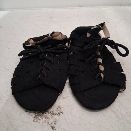 WOMEN'S LACE-UP GLADIATOR FLATS - SIZE 9 - BLACK image 4