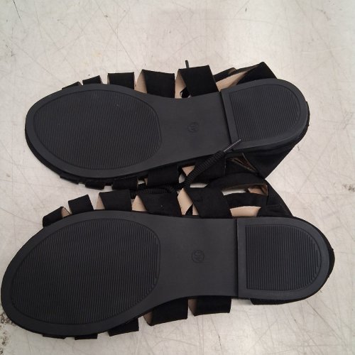 WOMEN'S LACE-UP GLADIATOR FLATS - SIZE 9 - BLACK image 5