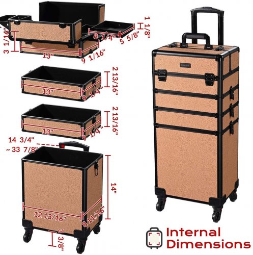 BYOOTIQUE 4-IN-1 ROLLING MAKEUP CASE COSMETIC ORGANIZER - CORAL (MODEL: 12MKC028-C4WG-RCC13) image 2