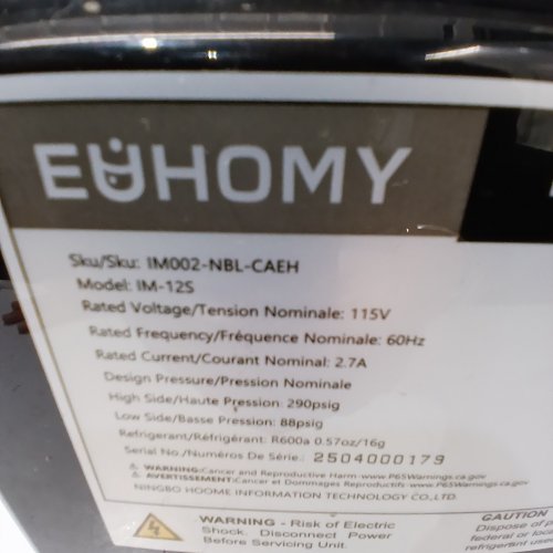 EUHOMY COUNTERTOP NUGGET ICE MAKER - MAKES 26LBS IN A DAY - BLACK (MODEL: IM002-NBL-CAEH) image 7