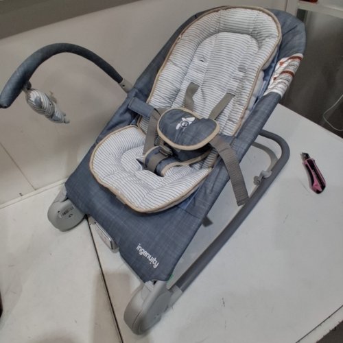 INFANT'S INGENUITY HAPPY BELLY ROCK TO BOUNCE SEAT - BLUE/CHAMBRAY (MODEL: 16854) image 2