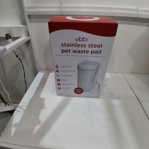 UBBI STAINLESS STEEL PET WASTE PAIL ODOR LOCKING - 13 GAL - 8.5” X 17.75” X 10” - WHITE image 4