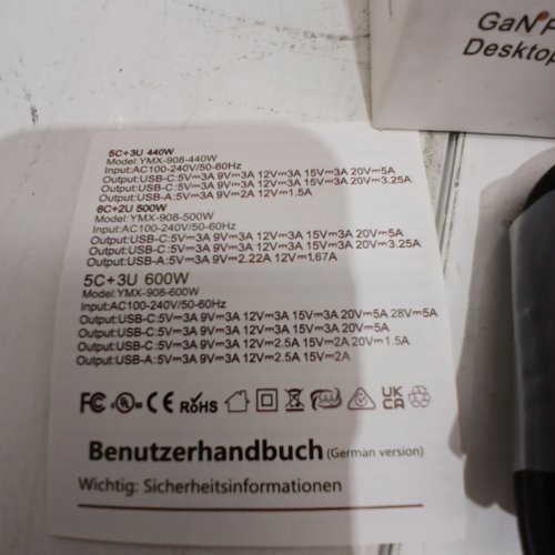 GAN DESKTOP MULTI PORT USB FAST CHARGING STATION - 600W (MODEL: YMX-908-600W) image 2