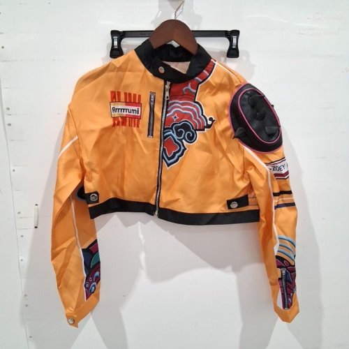 WOMEN'S PRINTED CROPPED JACKET - EXTRA SMALL/SMALL - ORANGE image 2
