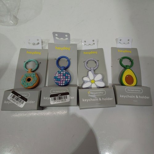 4 ASSORTED HEYDAY AIRTAG HOLDER AND KEYCHAIN - FLOWER, DONUT, AVOCADO, DISCO BALL image 2