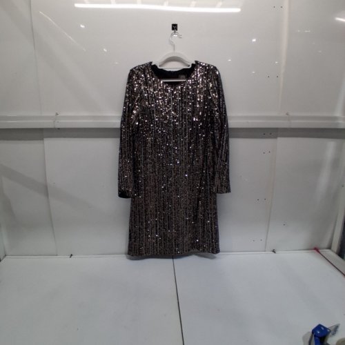WOMEN'S VINCE CAMUTO JEWEL NECK LONG SLEEVE SEQUINED COCKTAIL DRESS - 14 - BRONZE (STYLE: VC1M2079) image 2
