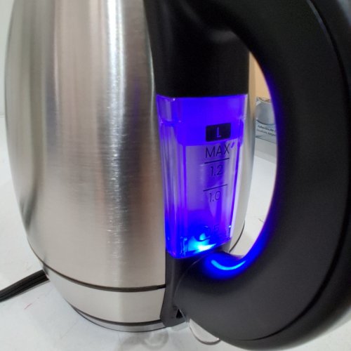 CHEFMAN GLASS ELECTRIC KETTLE - 1.2 L - SILVER / BLACK (MODEL: RJ11-12-CA) image 2