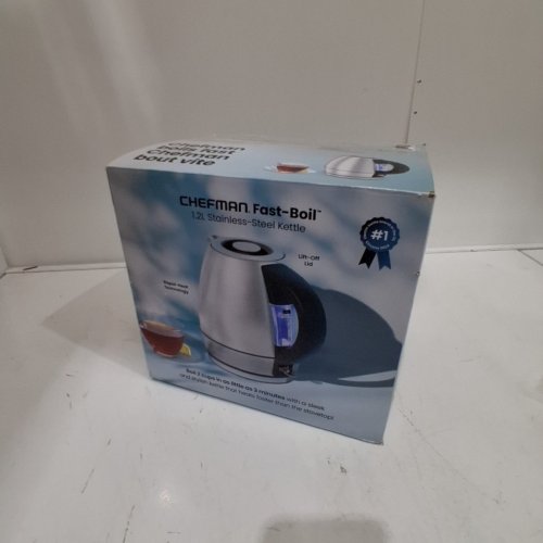 CHEFMAN GLASS ELECTRIC KETTLE - 1.2 L - SILVER / BLACK (MODEL: RJ11-12-CA) image 4