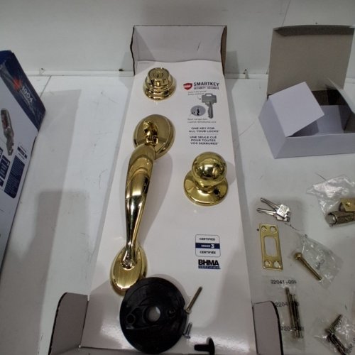 WEISER ELEMENTS KINGSWAY/YUKON BRASS EXTERIOR HANDLESET - POLISHED BRASS (MODEL: ‎9GAC94710-001) image 2