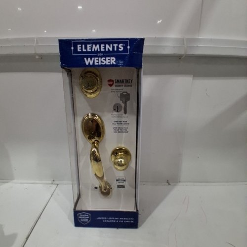WEISER ELEMENTS KINGSWAY/YUKON BRASS EXTERIOR HANDLESET - POLISHED BRASS (MODEL: ‎9GAC94710-001) image 4