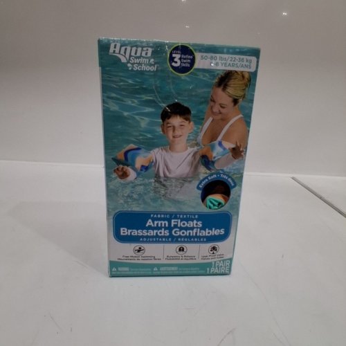 AQUA SWIM SCHOOL PAIR OF ARM FLOATS - 50-80 LBS - TEAL, BLUE AND ORANGE image 3