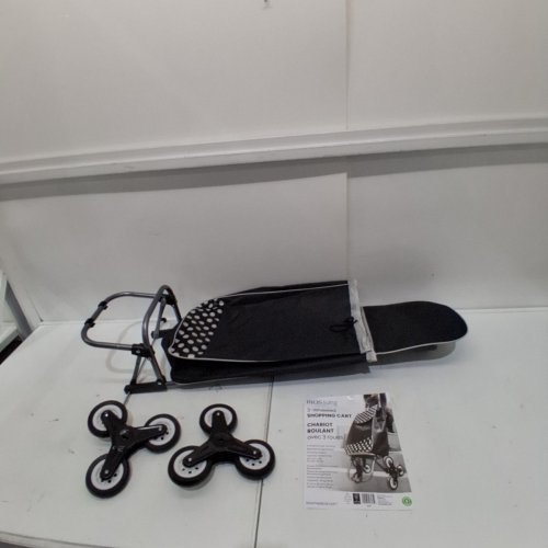 BIOS LIVING 3 WHEELED STAIR CLIMBING SHOPPING TROLLEY CART DOLLY - 66LBS MAX - 14.5" X 11" X 38" - BLACK/WHITE POLKA DOTS (MODEL: LF535) image 2