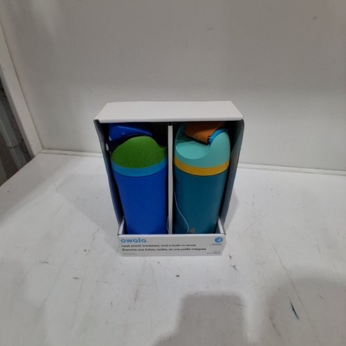 2PK OWALA FREESIP STAINLESS STEEL WATER BOTTLES WITH STRAWS - 16 OZ - ORANGE/BLUE/GREEN (MODEL: 2856617) image 2