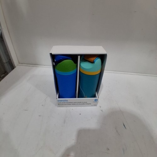2PK OWALA FREESIP STAINLESS STEEL WATER BOTTLES WITH STRAWS - 16 OZ - ORANGE/BLUE/GREEN (MODEL: 2856617) image 3