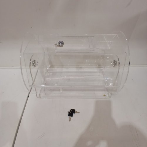VEVOR ACRYLIC RAFFLE DRUM SPINNING CAGE WITH 2 KEYS - HOLDS 2500 TICKETS / 100 RAFFLE BALLS - 12" X 12" - CLEAR (MODEL: 12-AC) image 2