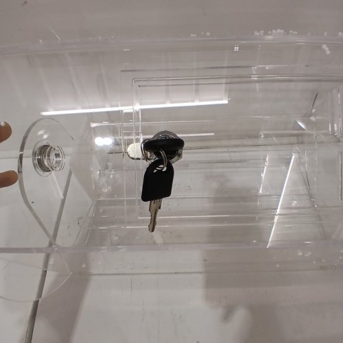 VEVOR ACRYLIC RAFFLE DRUM SPINNING CAGE WITH 2 KEYS - HOLDS 2500 TICKETS / 100 RAFFLE BALLS - 12" X 12" - CLEAR (MODEL: 12-AC) image 4