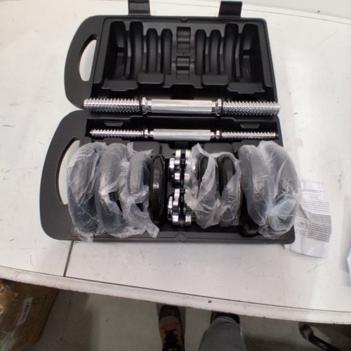 10PC AMAZON BASICS ADJUSTABLE DUMBBELL WEIGHT SET WITH CASE - 38LBS TOTAL - BLACK (MODEL: IR92098-38LB) image 2