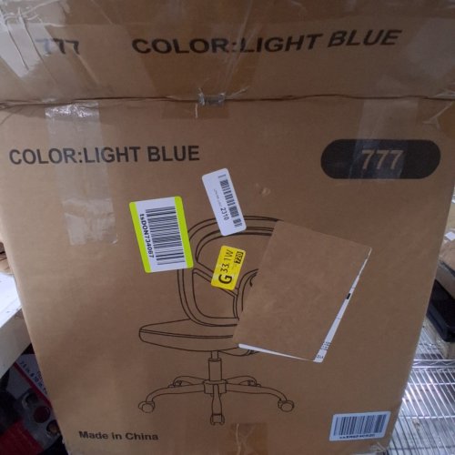 PRIMY ADJUSTABLE HEIGHT ARMLESS OFFICE CHAIR - WHITE/LIGHT BLUE (MODEL: 777) image 7