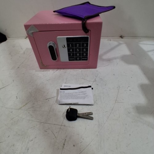 ELECTRONIC HOME SAFE - COMPACT DIGITAL LOCKING SAFE BOX WITH KEY OVERRIDE 0.25 CU. FT - PINK (MODEL: BXX20) image 3